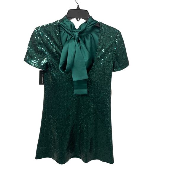 NWT Staud Mini Ilana Dress Emerald Green Sequin Embellished Womens XS - Picture 5 of 8